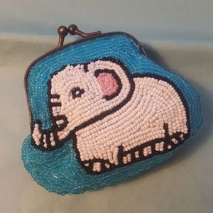 Charming Beaded Elephant Change Purse